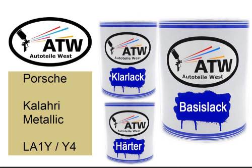 Porsche, Kalahri Metallic, LA1Y / Y4: 1L Lackdose + 1L Klarlack + 500ml Härter - Set, von ATW Autoteile West.